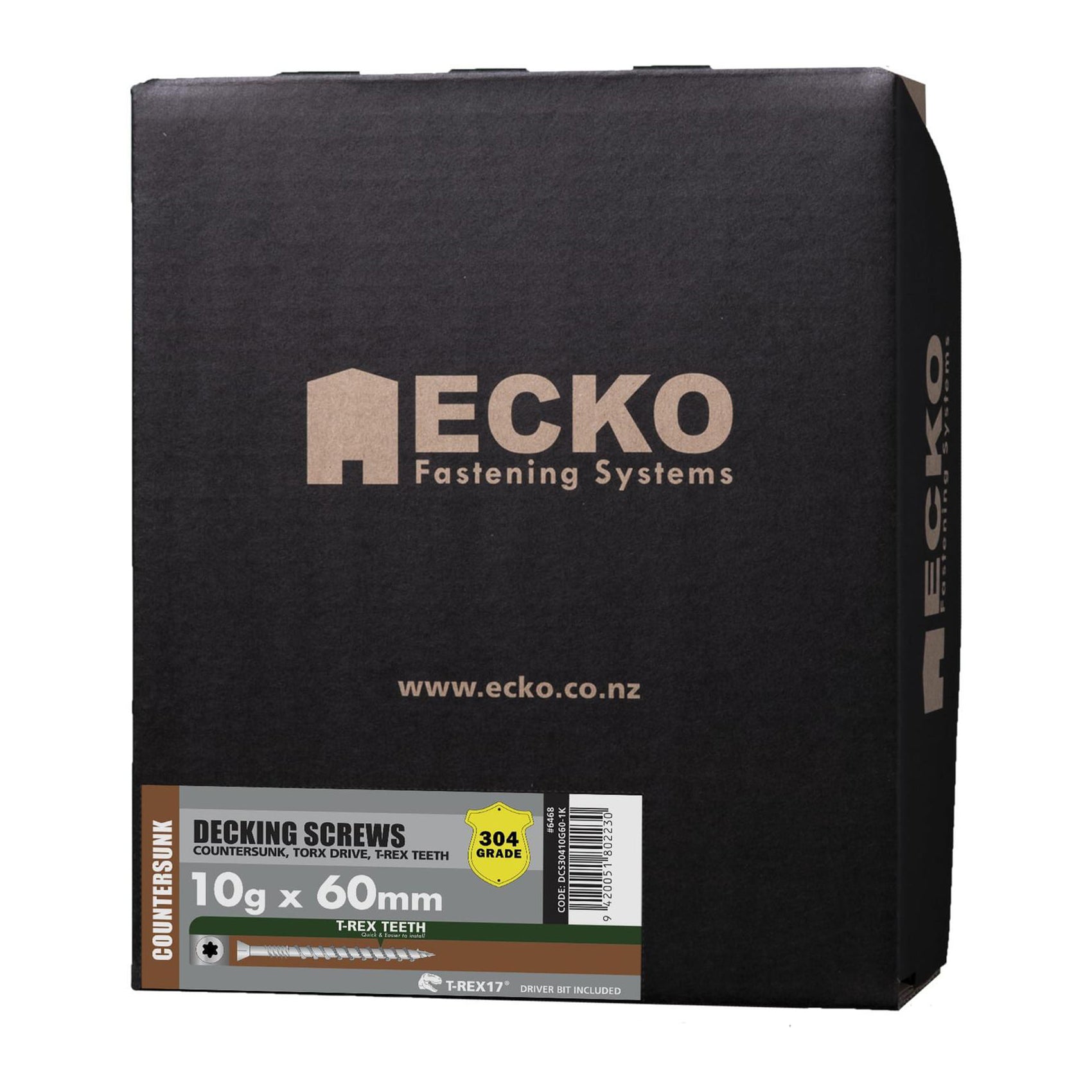 Ecko T-Rex Decking Screws Countersunk 10gx65mm Stainless Steel 1000 Pack