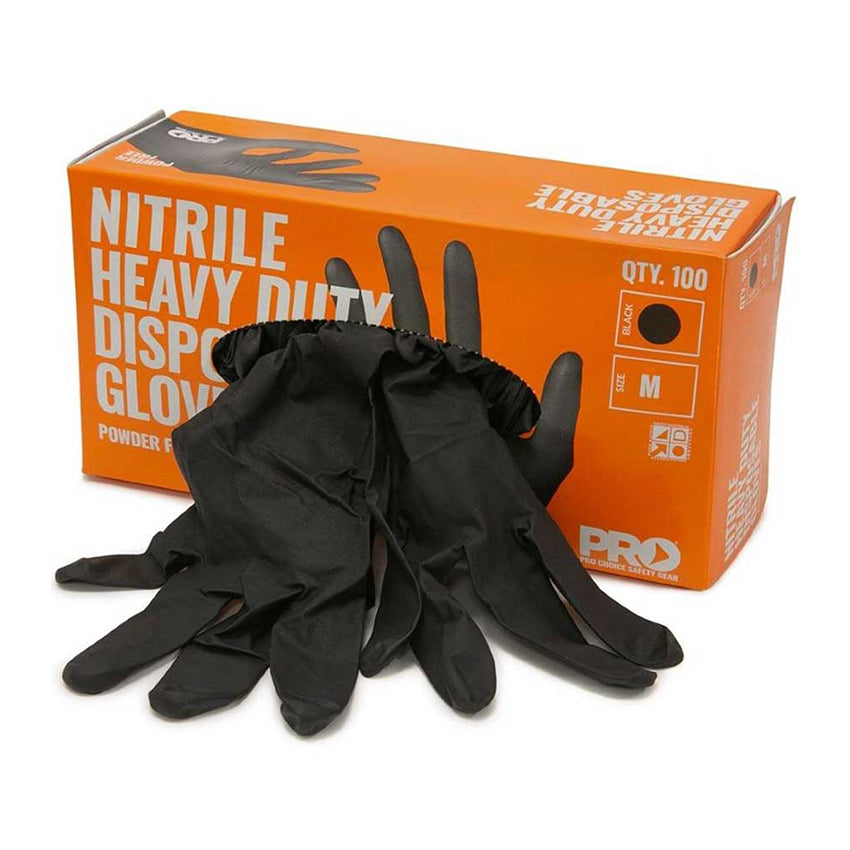 Nitrile Heavy Duty Powder Free Gloves Black - Box of 100