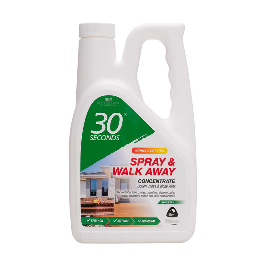 30 Seconds Spray & Walk Away 2 Litre Concentrate. Lichen, Moss and Mould Remover.