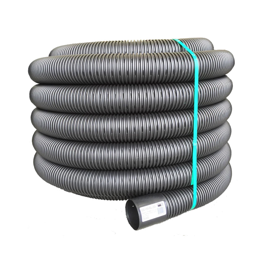 110mm x 30m Slotted Black Snake Drainage Pipe